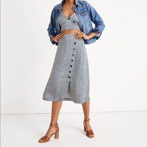 NWT - Madewell Side-Button Midi Skirt in Bitsy Floral - Size 0